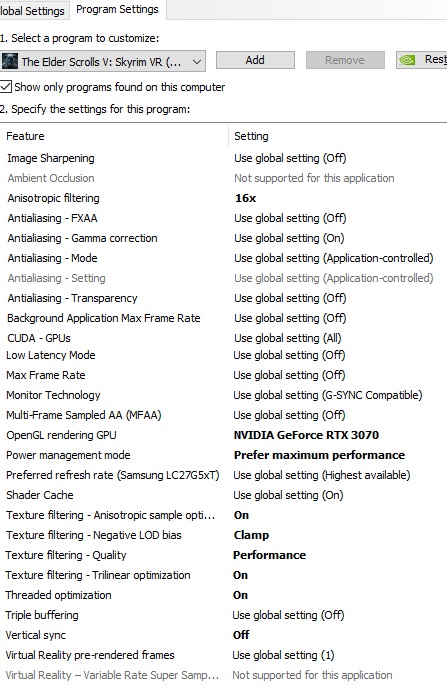 Nvidia Control Panel Settings