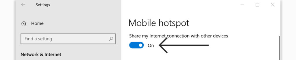 select Mobile Hotspot and turn it on