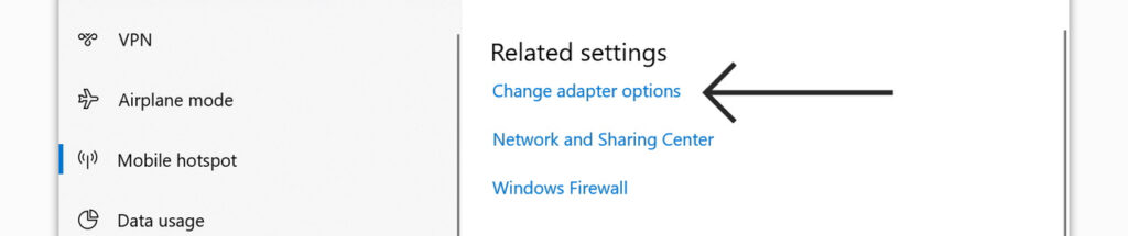 Change adapter settings