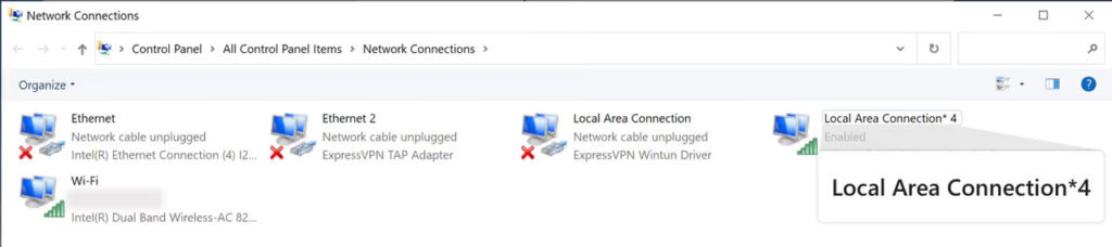 Network Connections window