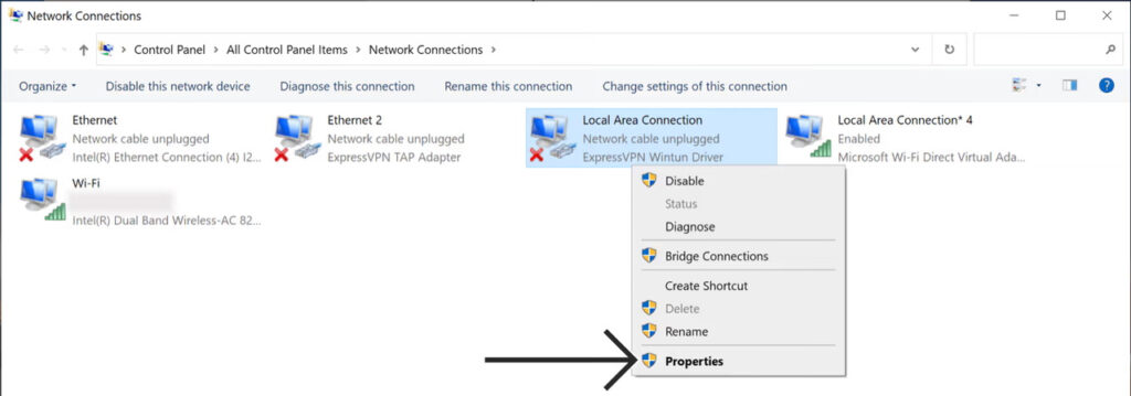 select the connection that your VPN provider created